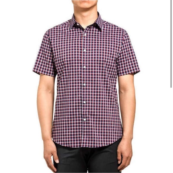 Lucky Brand Men's Short Sleeve Red Plaid Shirt Size XL(17-17 1/2) - Picture 1 of 9